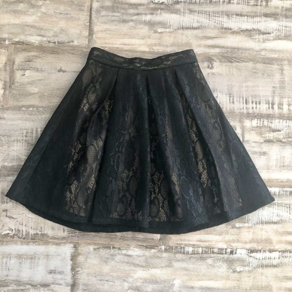 Black Floral Lace Mini Skirt